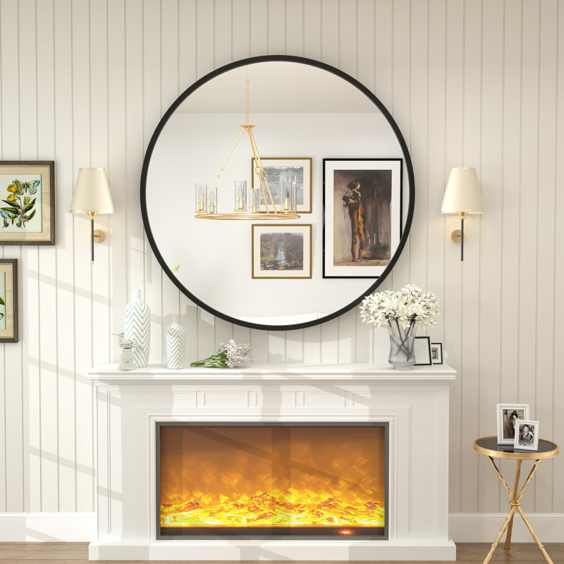 Miroir mural Amara, 48 po x 48 po, Noir mat