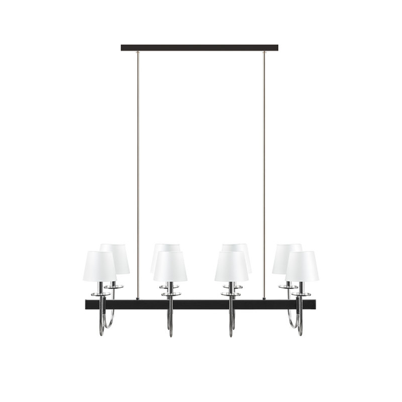 Lustre traditionnel 8 lumières avec abat-jour tambour élégant
