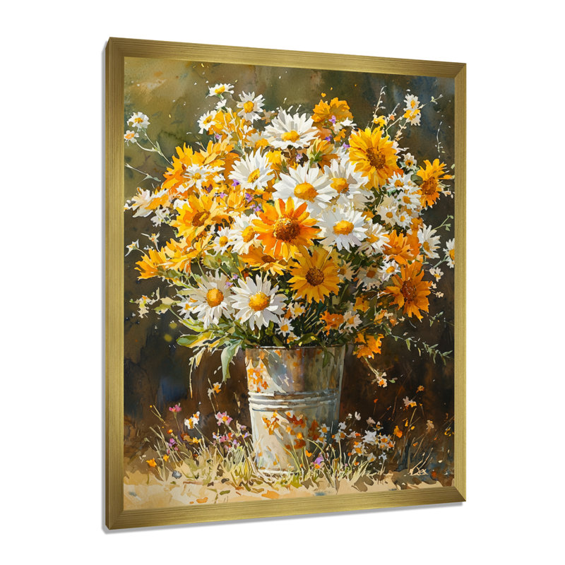 Christman - salon d'art mural floral, H 20 po x l 12 po, Reproduction encadrée d'une seule photo, Doré