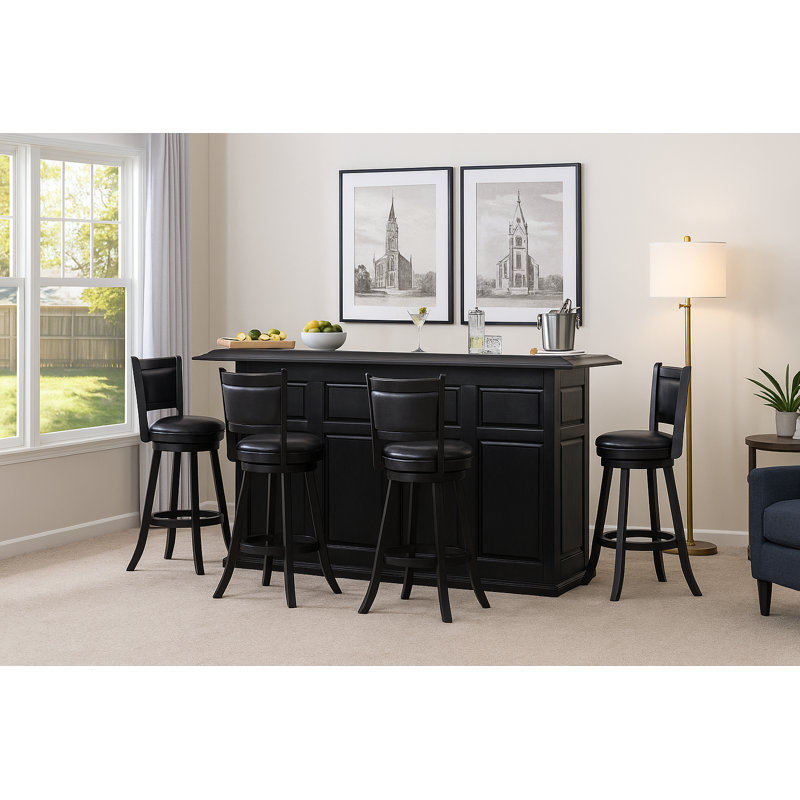 Ensemble de bar 84 po avec quatre tabourets By RAM Game Room, Noir