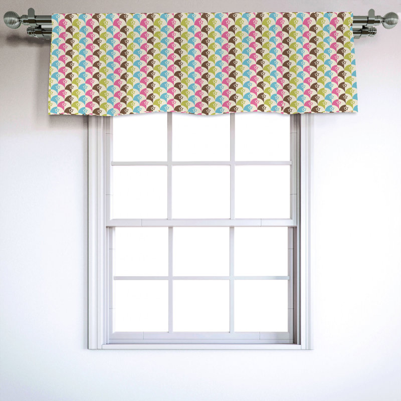 Sateen Geometric Ruffled Window Valance