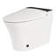 Toilette intelligente à siège chauffant, toilette monobloc, toilette sans réservoir à chasse d'eau automatique sans bidet, avec chasse d'eau à capteur de pied, veilleuse bleue, commande à bouton, chasse d'eau en cas de panne de courant, couvercle à fermeture en douceur