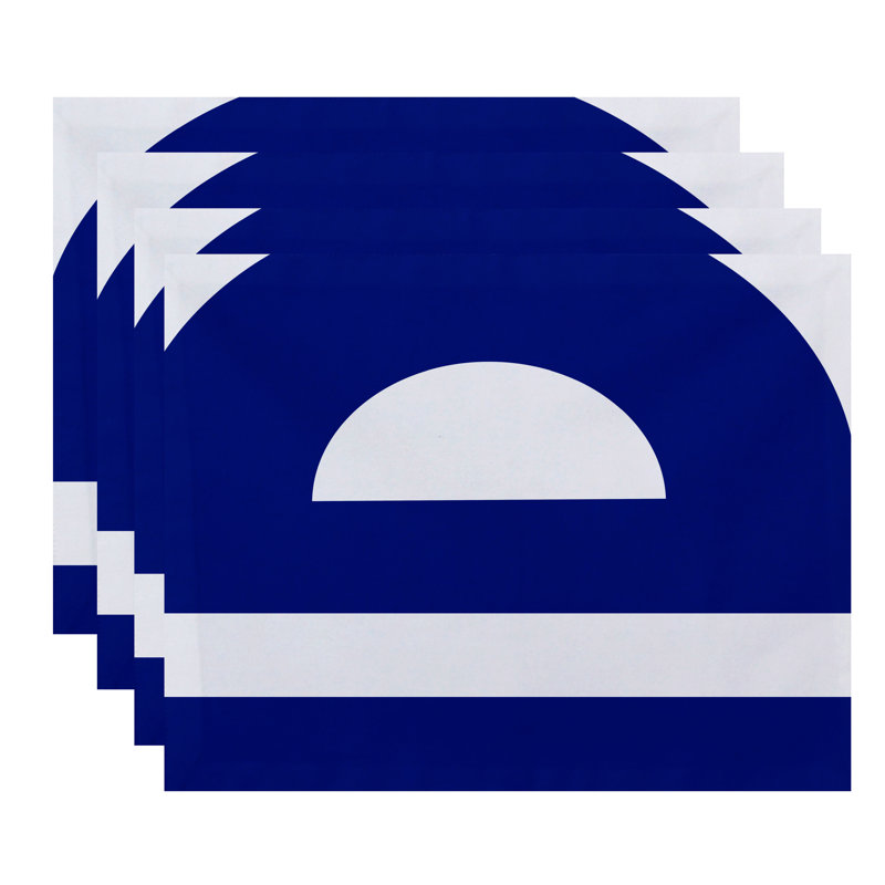 Synthia Polyester Geometric Rectangle Placemat, Blue
