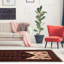 Tapis décoratif en laine noué à la main de conception unique noué à la main anatolian rouge/beige 3 pi 10 po x 6 pi 7 po