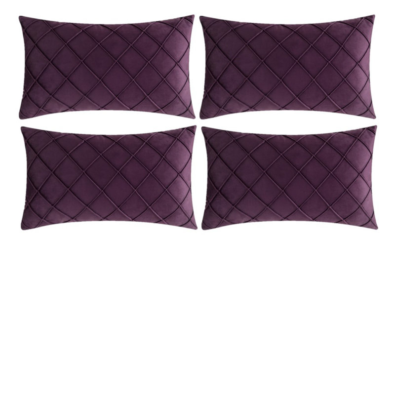 HCN_Set de 4 coussins décoratifs en velours, Mauve