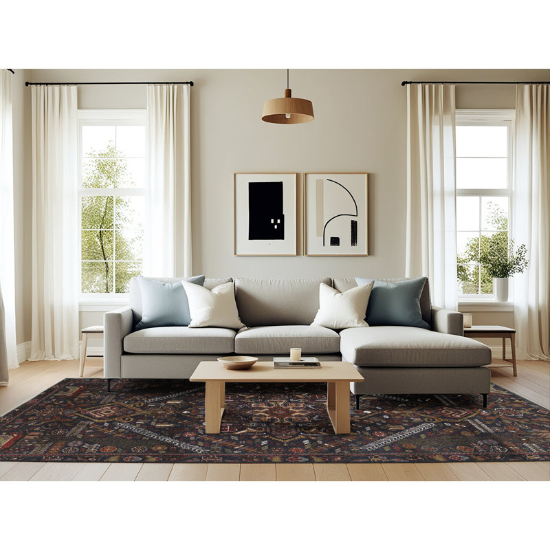 Tapis brun contemporain, Rectangle 6 pi x 9 pi
