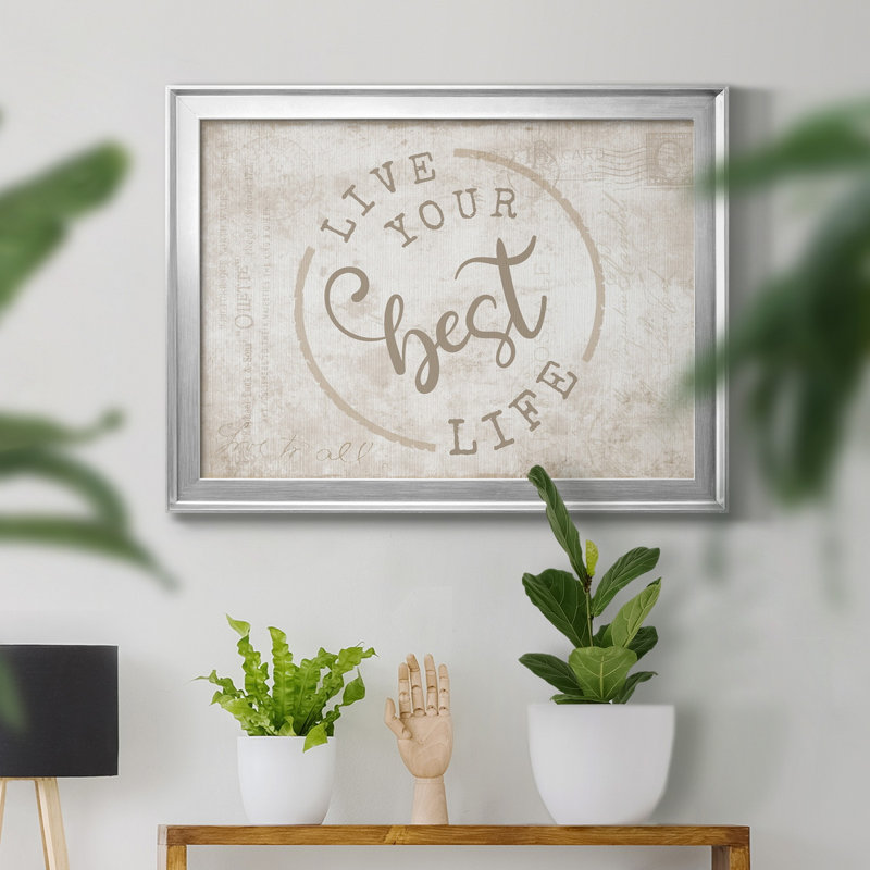 " Best Life ", 18.5" H x 24.5" W x 1.5" D, Silver Framed Canvas, No Mat