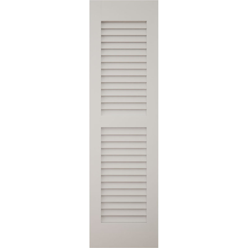 Volets extérieurs Americraft à deux persiennes égales en bois véritable (par paire), 15 po L x 84 po H, avec capuchons de volets en aluminium, apprêtés