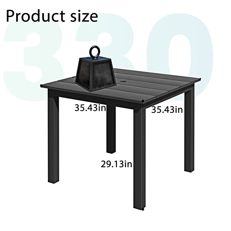 Table de salle à manger d'extérieur, Noir