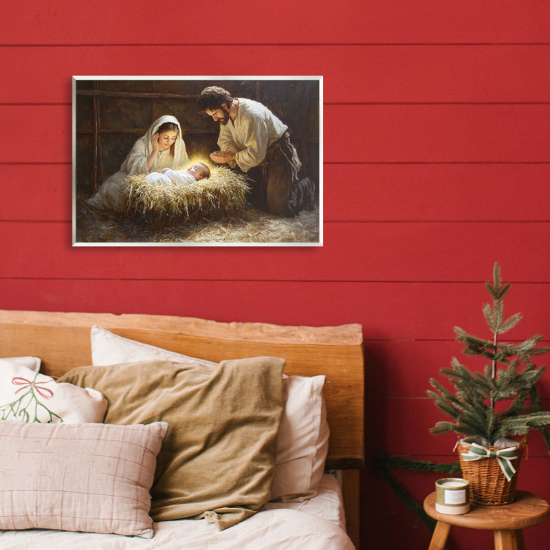 «Christ Is Born Nativité», plaque murale par Petal Prints Design, H 13 po x l 19 po