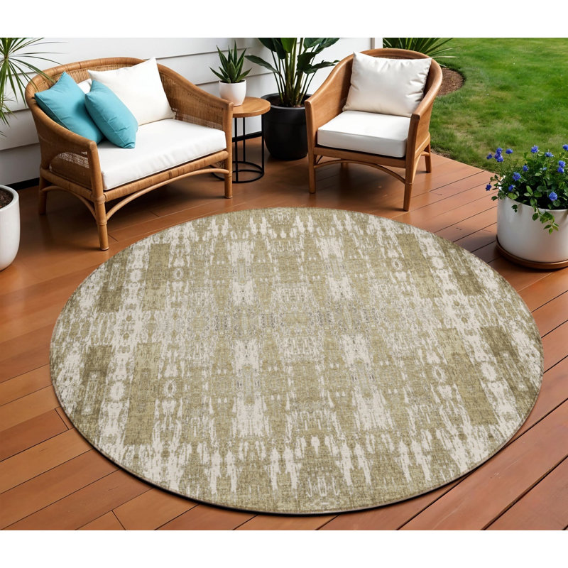 Tapis d'intérieur rond 8 pi beige rond marocain lavable antidérapant