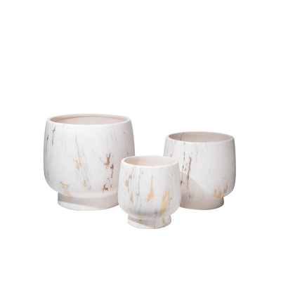 Ceramic Round Pot Matte Finish White-7.50"H