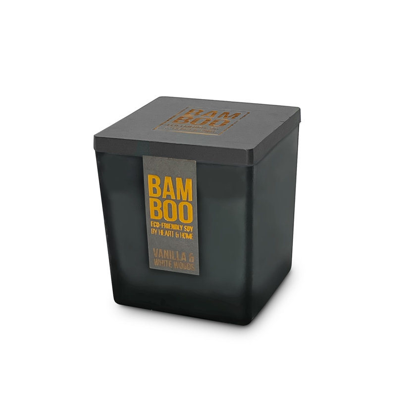 Bamboo Everyday Vanilla Scented Jar Candle with Glass Holder - Vanilla & White Woods, 573 Jar, 8.10" x 6.50" Jar