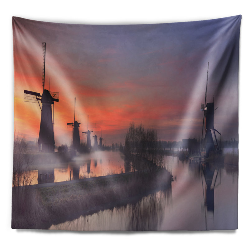 Tapisserie de polyester à vent au mélange de soleil avec accessoires suspendus inclus, H 32 po x l 39 po