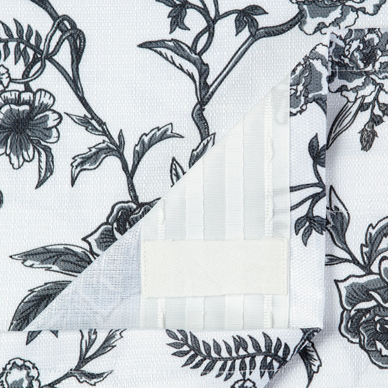 Wassim Floral Single Curtain Panel, 52" W x 108" L, Charcoal