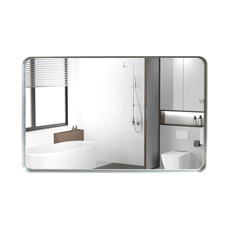 Miroir de salle de bain argenté 40 x 30 pouces - Fonction étanche, cadre en métal avec traitement anti-traces d'eau, réflexion HD, installation facile