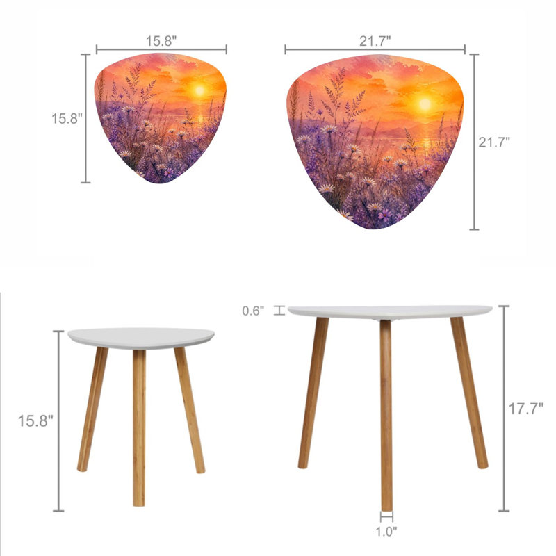 Ensemble de 2 tables basses gigognes triangulaires Wildflowers Sunset