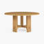 Table de salle à manger ronde en bois massif de style contemporain avec quatre pieds et un plateau en bois naturel pour 6 sièges