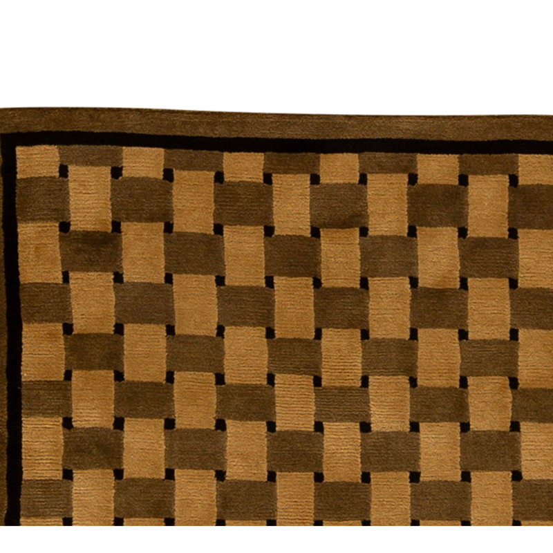 Hand Knotted Wool Area Rug in Green