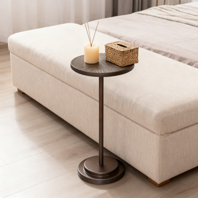 Ensemble de 2 tables d'appoint rondes en piédestal, table martini en bois sculpté pour le salon, la chambre à coucher, le bureau et les petits espaces
