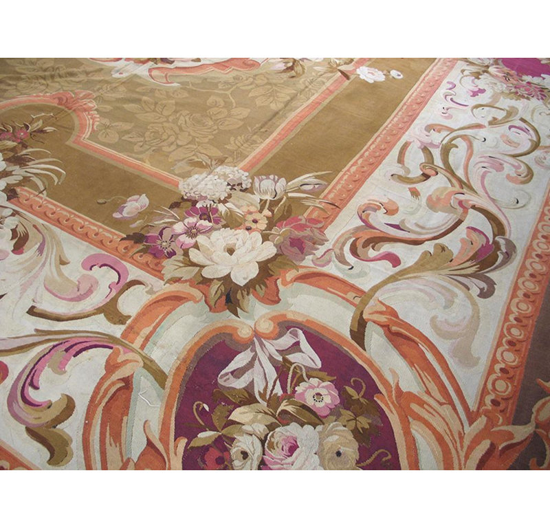 Beautiful Large Decorative Napoleon III Period Style Antique French Aubusson Rug