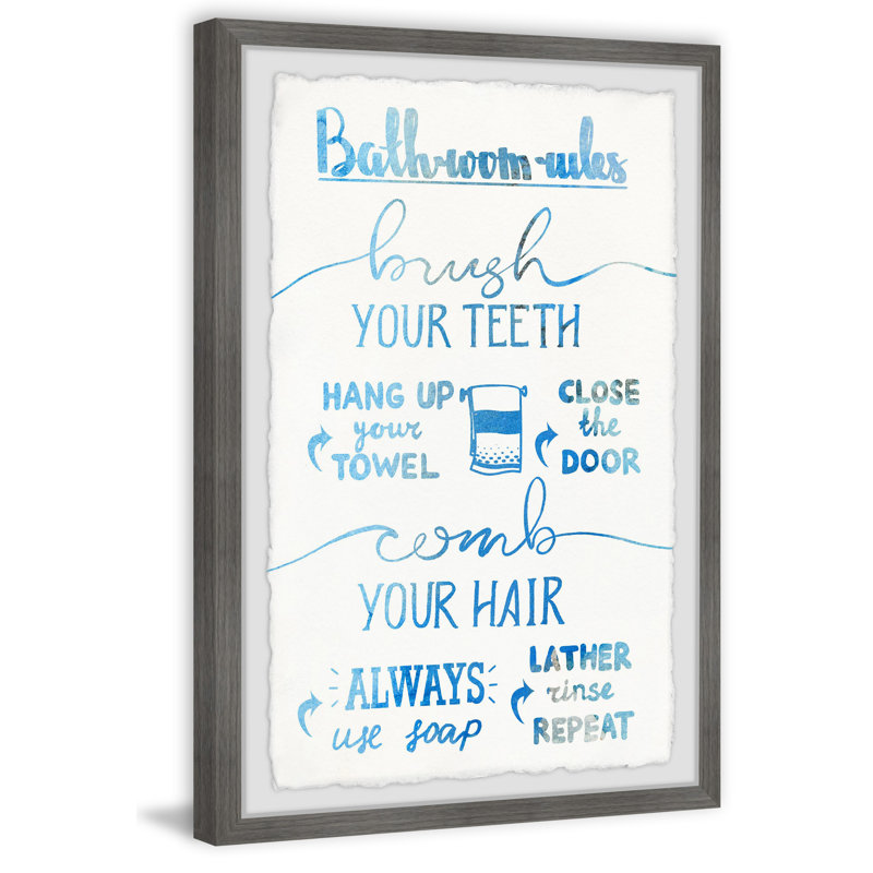Bathroom Reminders - Single Picture Frame Painting, 30cm H x 20cm W x 3.81cm D