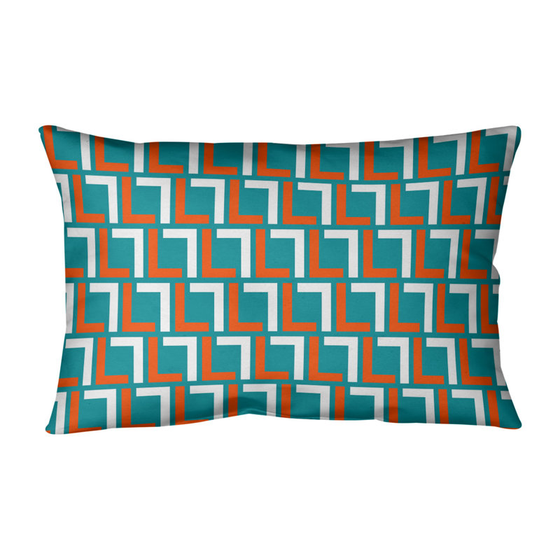 Housse de coussin rectangulaire Miami Football, Bleu / Orange / Blanc, Simili daim