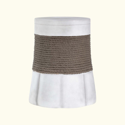 Outdoor Retro Woven Rope & Fan-Base MGO Side Table – End Table For Home, Office, Living Room & Outdoor