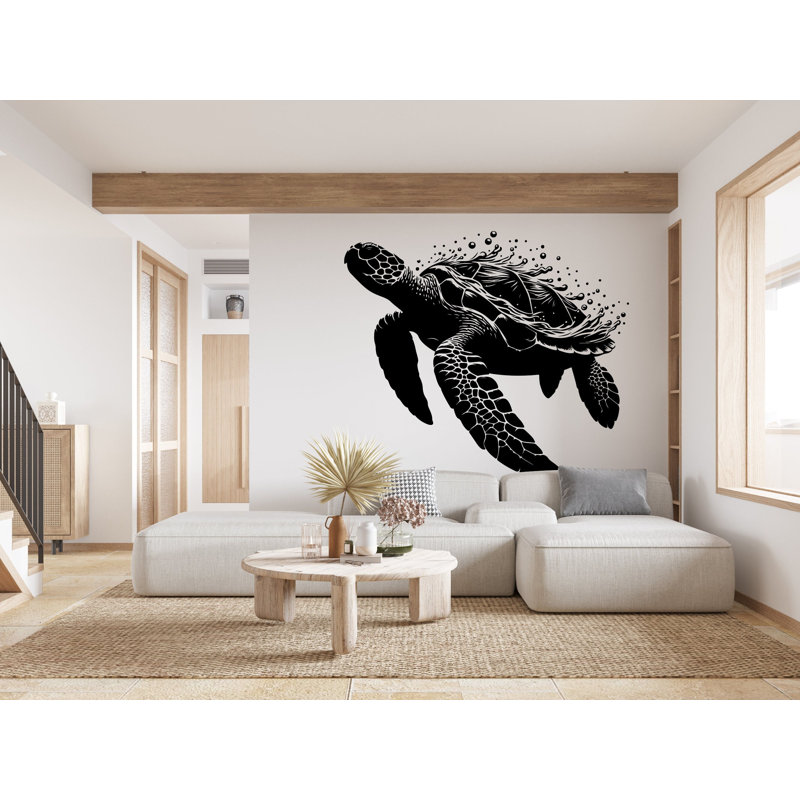 Autocollant mural tortue de mer, tortue, vinyle, H 44 po x l 51 po