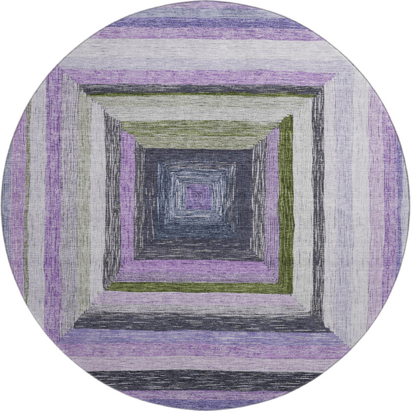 Premium Machine Washable Millbrook AMF1957 Geometric Rug, Round 8'