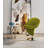 Curl Modern Wool Blend Upholstered Metal Swivel Accent Chair in Green-90541003