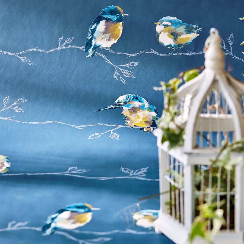 Perisco Wallpaper, Turquoise/Navy