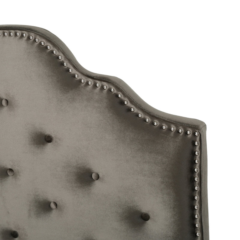 Tufted Upholstered Headboard With Durable Metal Legs, Grey
