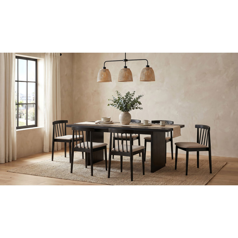 Ensemble de salle à manger rectangulaire 7 pièces Vinga, Beige/Black, Black
