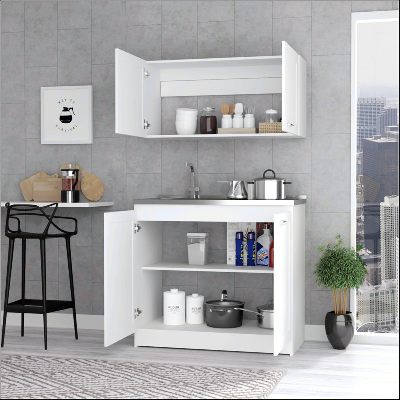2-Piece Rectangle Cabinet, White
