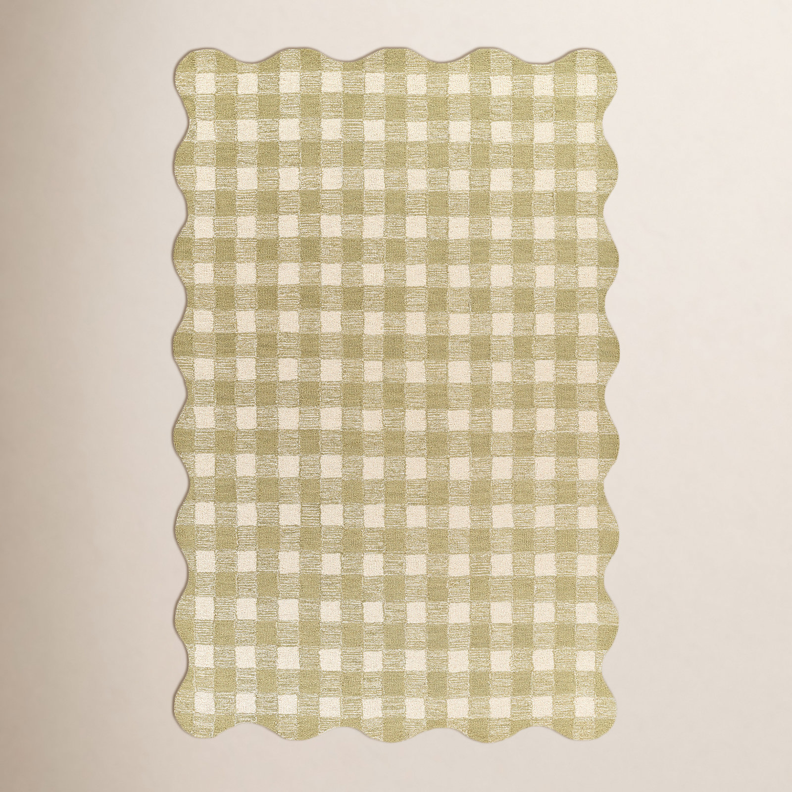 Lola Green Hand-Tufted Plaid Wool Rug, Rectangle 7'10" x 9'10"
