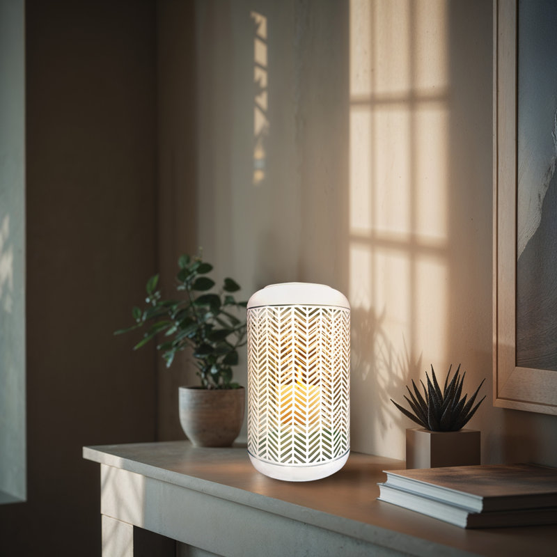 Metal Tabletop Lantern, 4.45" H x 4.45" W x 7.48" D