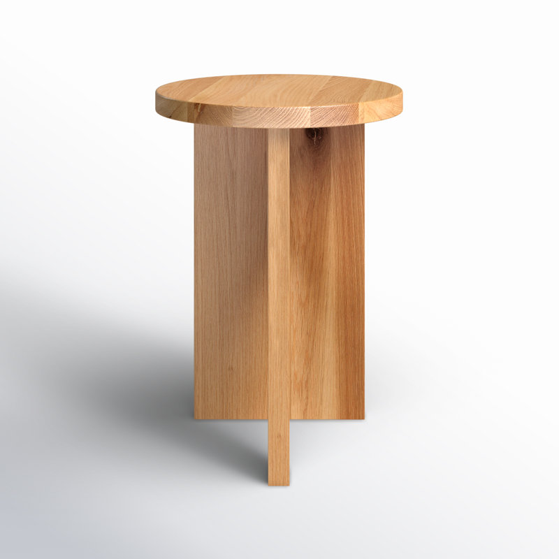 Natural Oak Round Abstract End Table