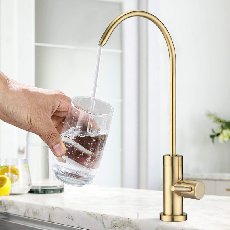 Drinking Water Faucet For Kitchen - Metal Build, Tarnish , 360 Swivel Spout, No Rust, Simple Lines Filter Stainless Steel, , Rotation, Splash, Practical Design, 1.5Gpm