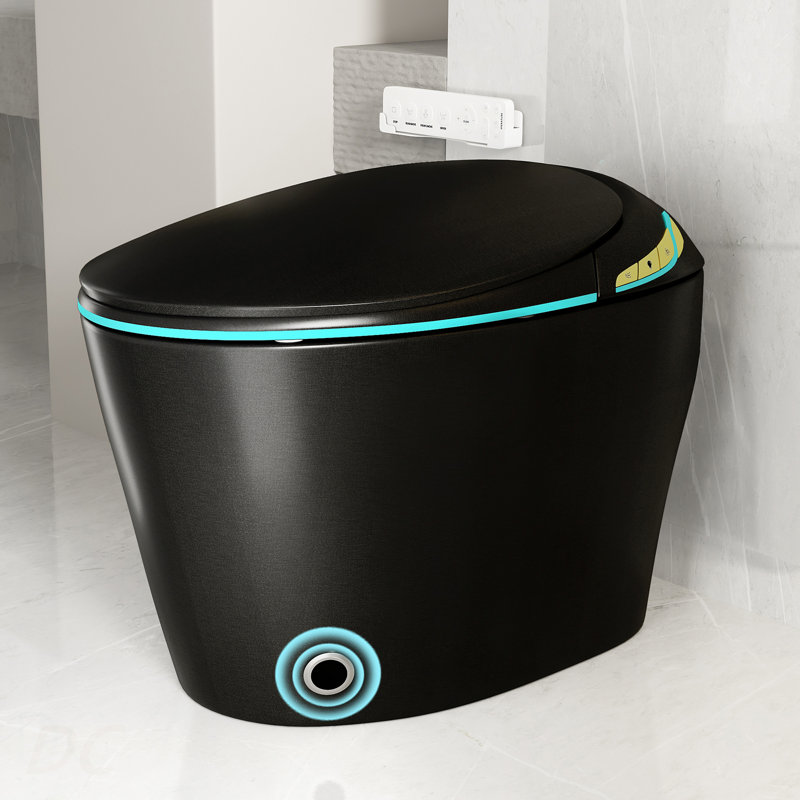Unique Smart Toile,  One Piece Toilet with Bidet Built In,Auto Open/Close Seat, Foot Sensor, LED Display,Night Light, Warm Water & Dryer,black