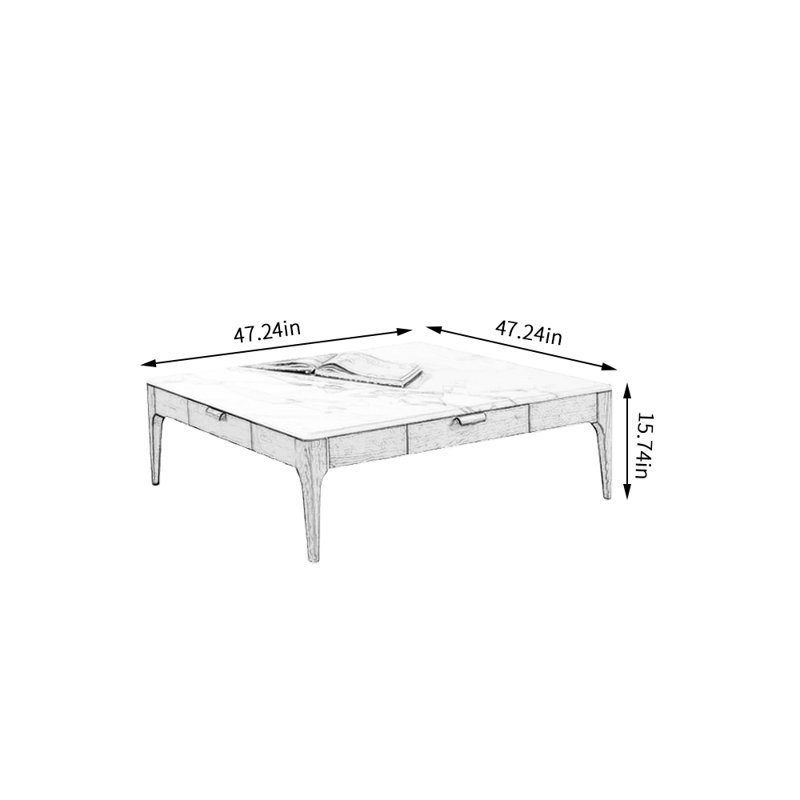 Table basse à quatre pieds avec rangement, Brun