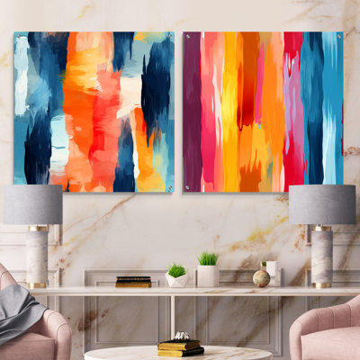 Collton - Ensemble de 2 peintures murales abstraites en acrylique