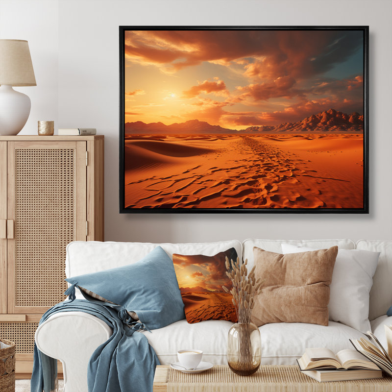 «Scenic Landscape Desert Mirage I», reproduction d'art sur toile, 30" H x 40" W, Gold Picture Framed
