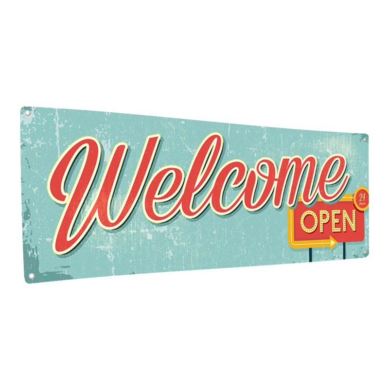 «Retro Welcome Metal Sign», H 5,75 po x l 15,5 po