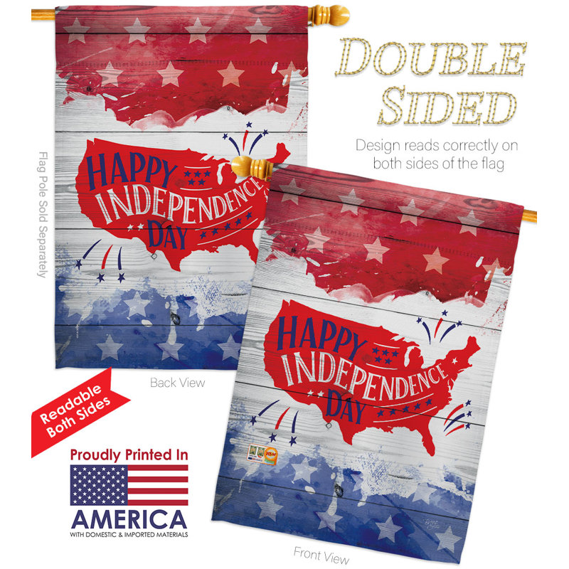 Double Sided Polyester Independence Day, 40" H x 28" W