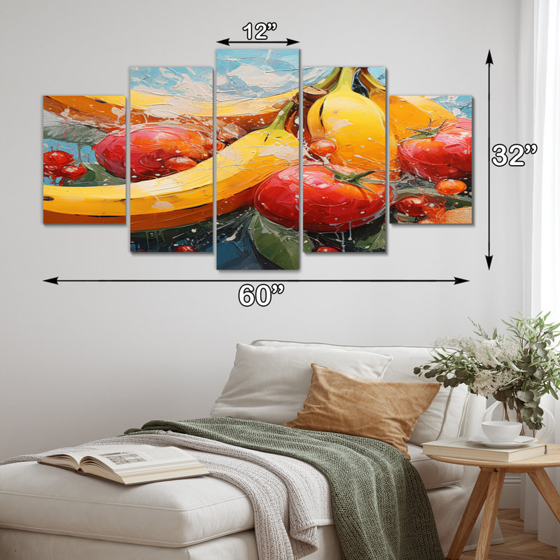 «Vibrant Fruit Harvest IV», reproduction sur toile - 5 panneaux