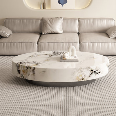 Oval marble coffee table living room