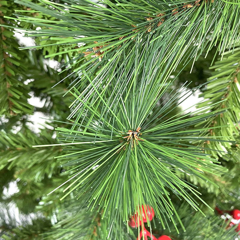 Arbre de Noël à l'envers 7,5 pi avec baies artificielles, pattes du père Noël et aiguilles de pin en PVC