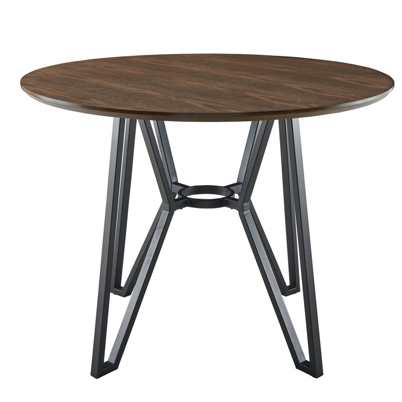 Marella Round Metal Base Dining Table, Black Walnut, 31" H x 42" W x 42" D