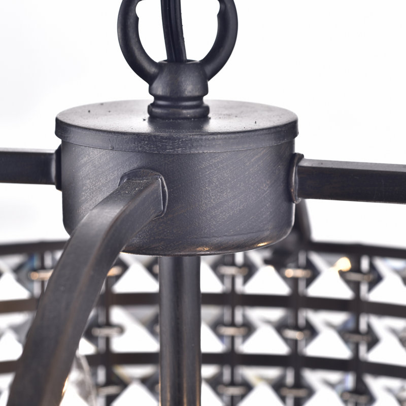 Barkell 4 - Light Dimmable Drum Chandelier, Black/Brown